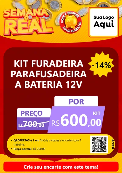 Modelo de Cartaz para Cartaz A4 Vertical com o tema Semana do Real para Maquinas e Ferramentas