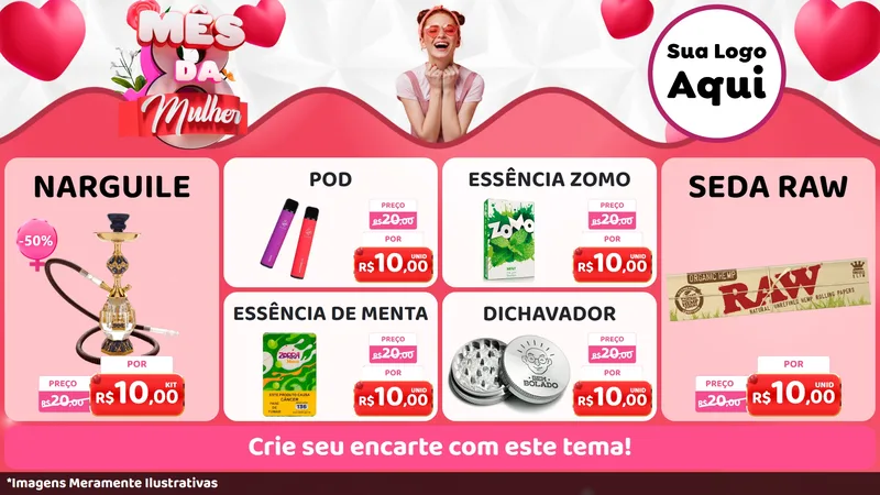 Modelo de TV para TV Horizontal com o tema Mês da Mulher para Tabacaria