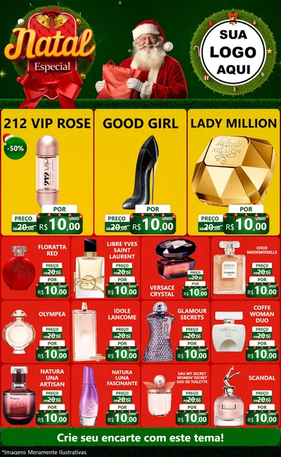 Modelo de Encarte para Encarte Grande com o tema Natal Especial para Perfumes