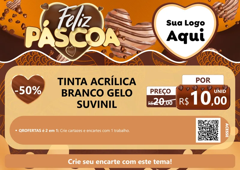 Modelo de Cartaz para Cartaz A4 Horizontal com o tema Feliz Páscoa para Tintas e Ferramentas