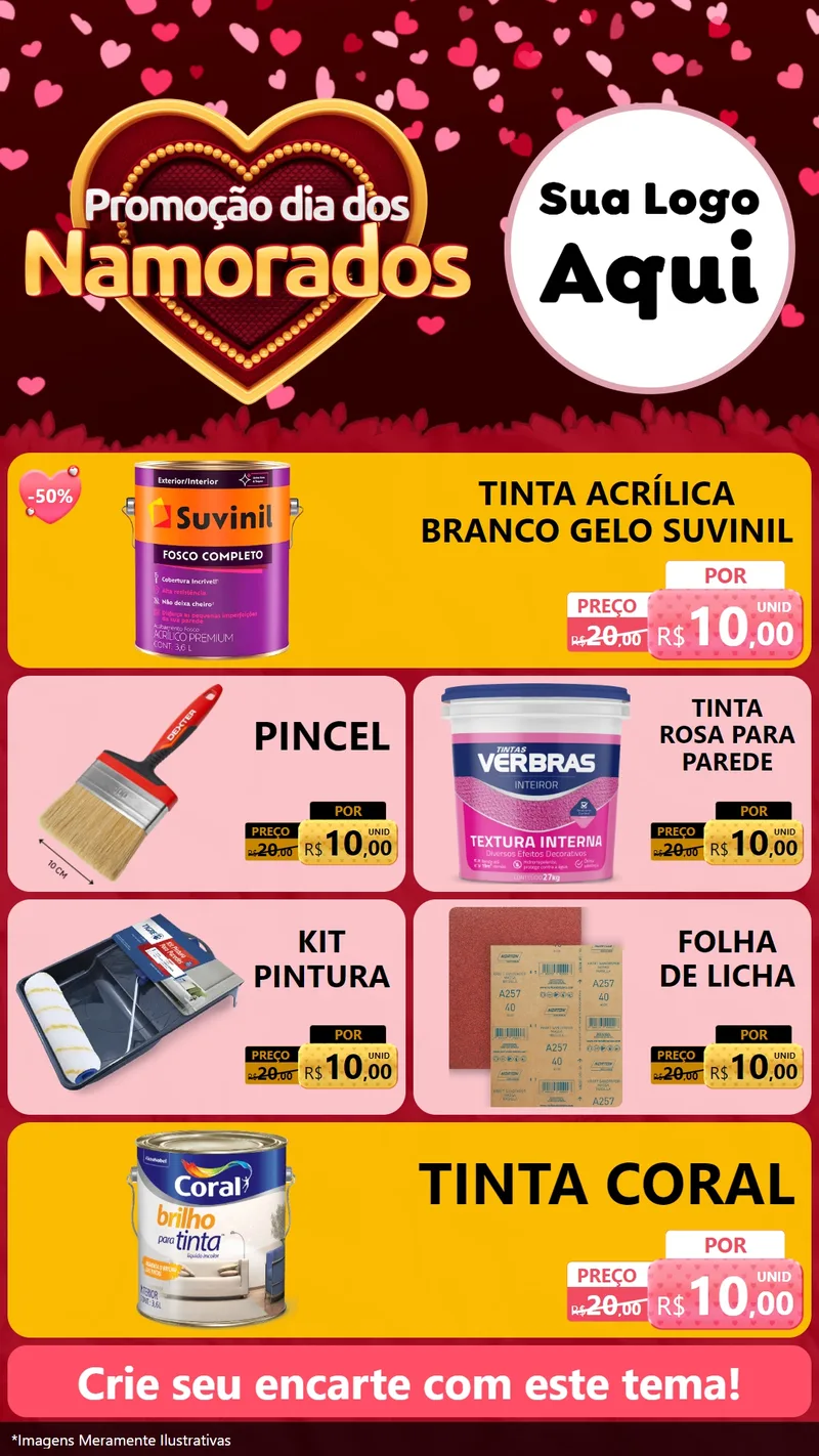 Modelo de TV para TV Vertical com o tema Promoção Dia Dos Namorados para Tintas e Ferramentas
