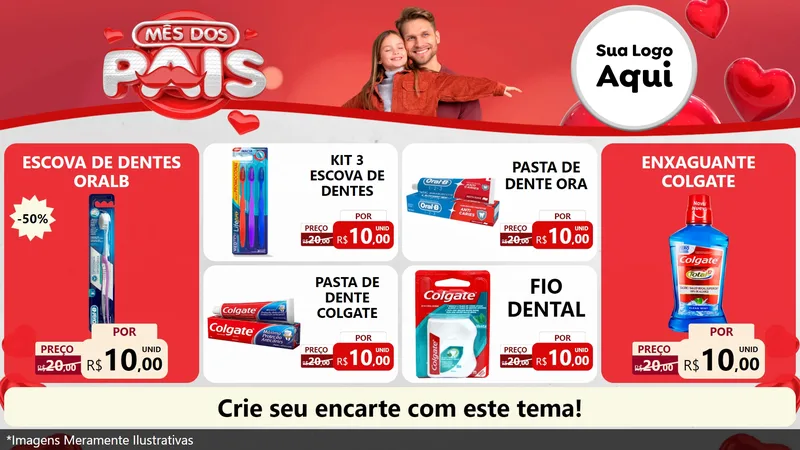 Modelo de TV para TV Horizontal com o tema Mês dos Pais para Higiene Pessoal