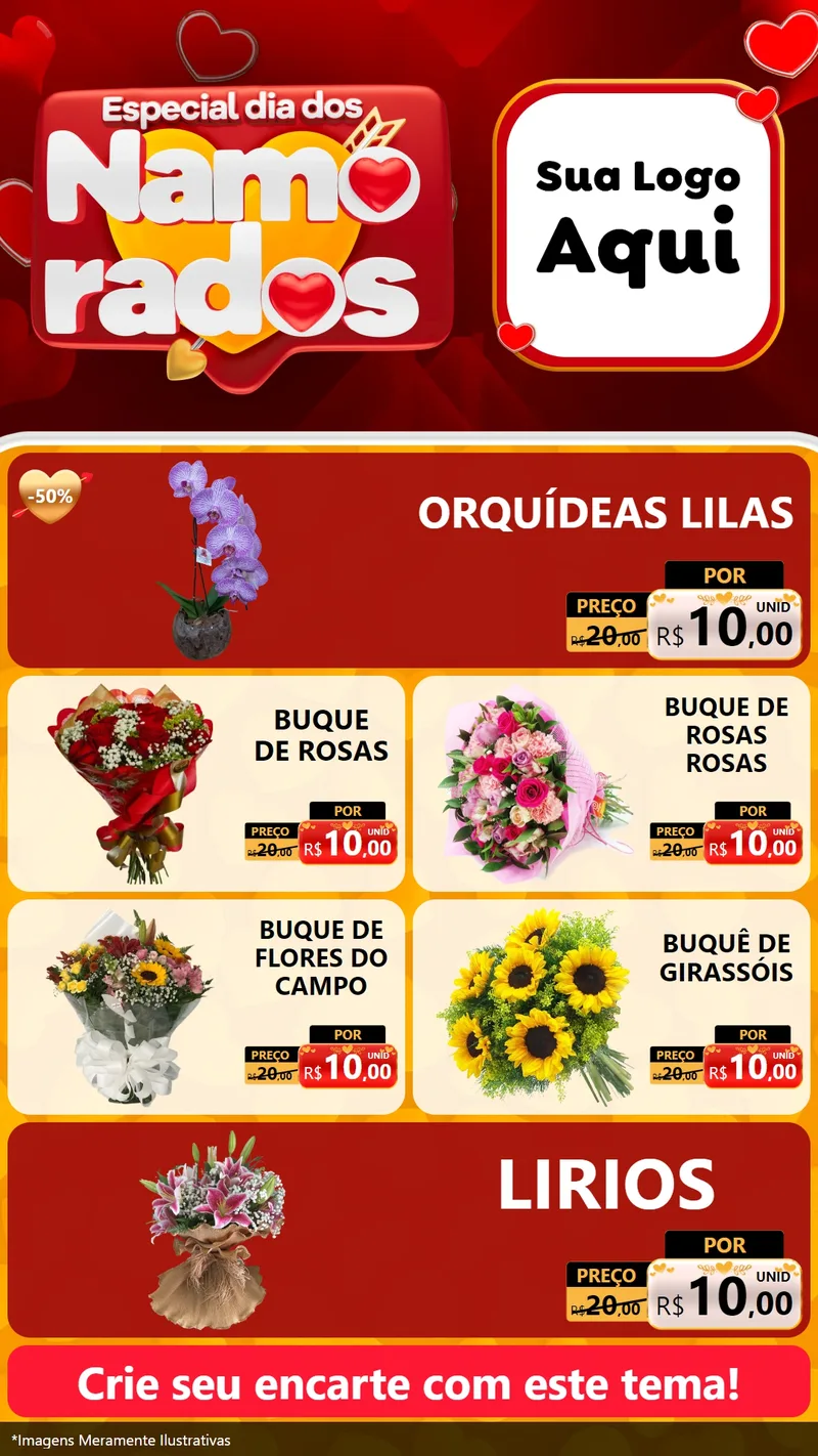 Modelo de TV para TV Vertical com o tema Especial Dia dos Namorados para Floricultura e jardim