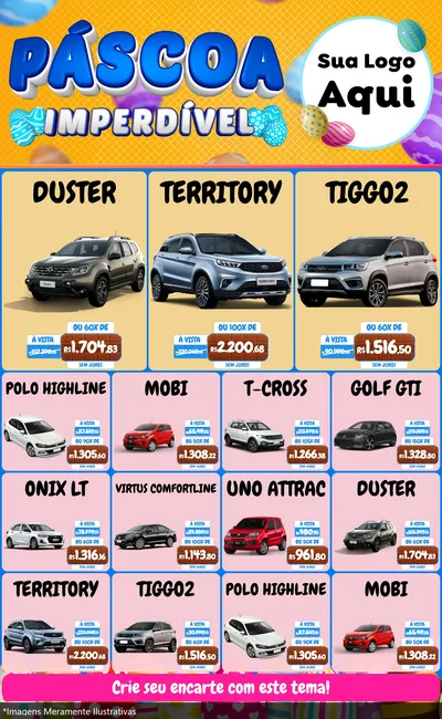 Modelo de Encarte para Encarte Grande com o tema Páscoa Imperdível para Concessionaria de Carros