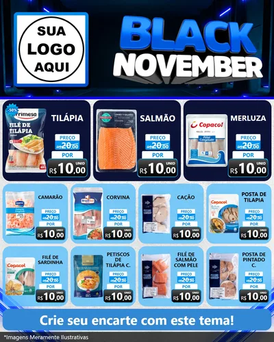 Modelo de Rede Social para Feed Instagram com o tema Black November para Peixaria