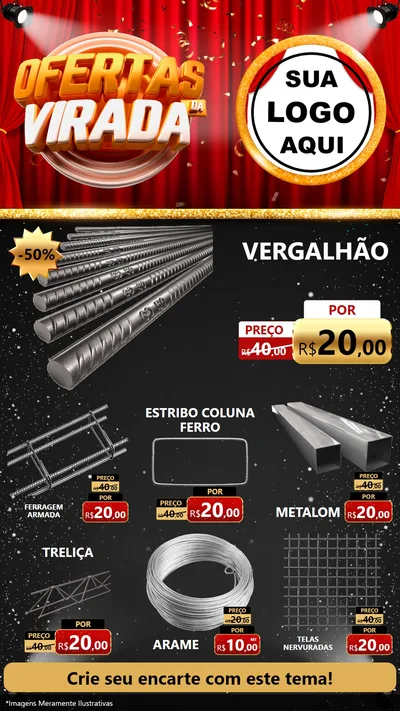 Modelo de Rede Social para Stories com o tema Ofertas da Virada para Ferragens