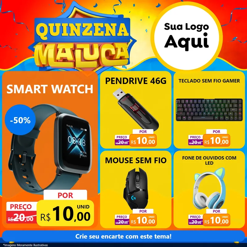 Modelo de Rede Social para Feed Facebook com o tema Quinzena Maluca para Informática