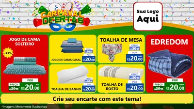 Modelo de TV para TV Horizontal com o tema Carnaval de Ofertas para Cama, Mesa e Banho