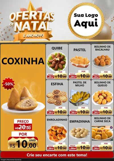 Modelo de Encarte para Encarte A4 Vertical com o tema Ofertas De Natal E Ano Novo para Salgadaria