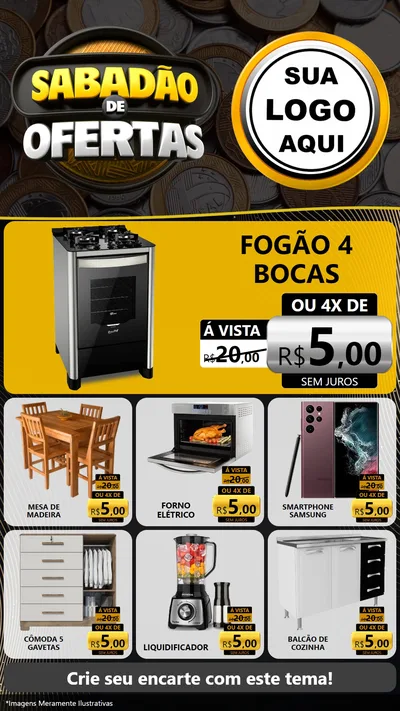 Modelo de Rede Social para Stories com o tema Sabadão de Ofertas para Móveis e Eletro