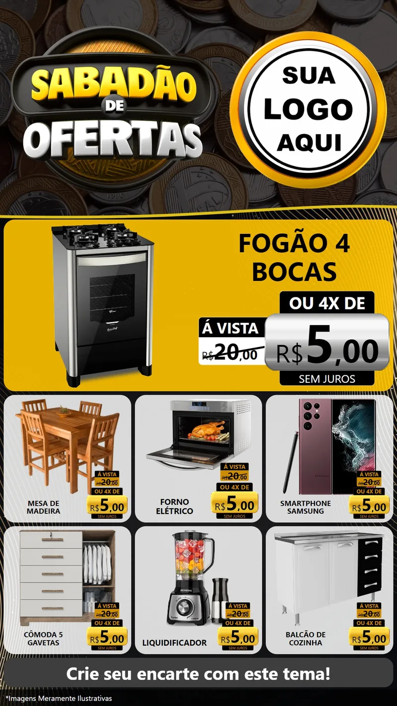 Modelo de Rede Social para Stories com o tema Sabadão de Ofertas para Móveis e Eletro