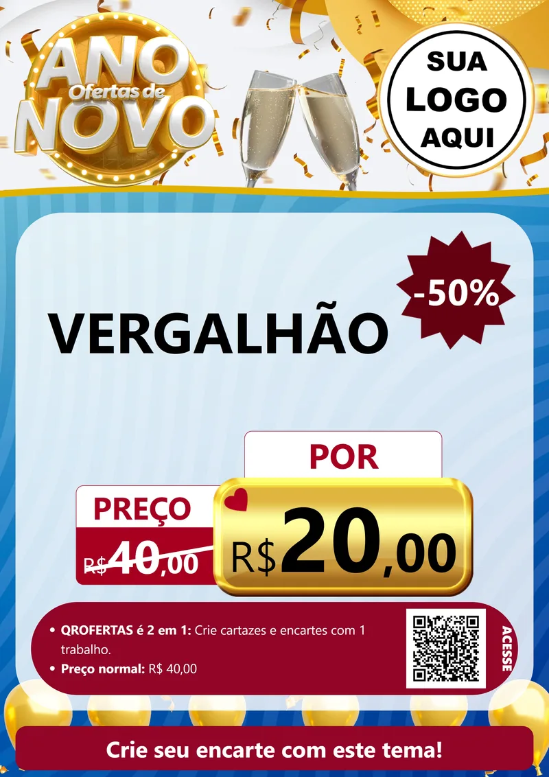 Modelo de Cartaz para Cartaz A4 Vertical com o tema Ofertas de Ano Novo para Ferragens