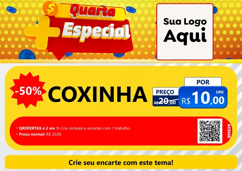 Modelo de Cartaz para Cartaz A4 Horizontal com o tema Quarta Mais Especial para Salgadaria
