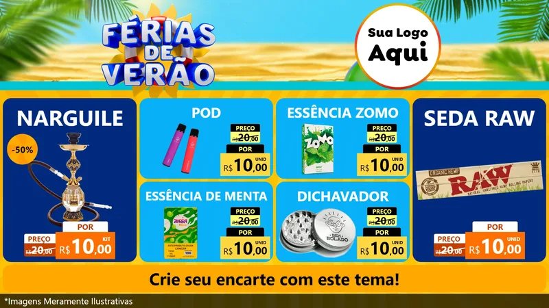 Modelo de TV para TV Horizontal com o tema Férias de Verão para Tabacaria