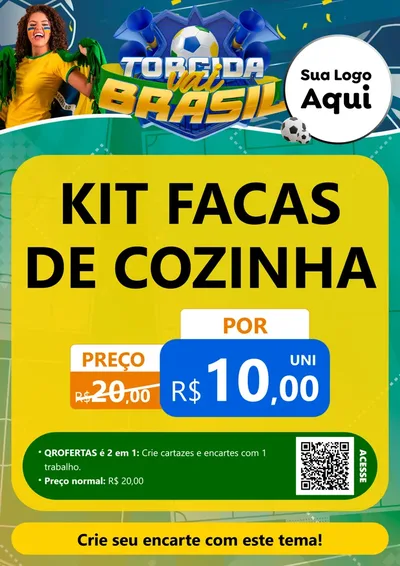 Modelo de Cartaz para Cartaz A4 Vertical com o tema Torcida Vai Brasil - Copa para Utilidades Domésticas