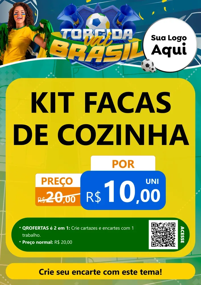 Modelo de Cartaz para Cartaz A4 Vertical com o tema Torcida Vai Brasil - Copa para Utilidades Domésticas
