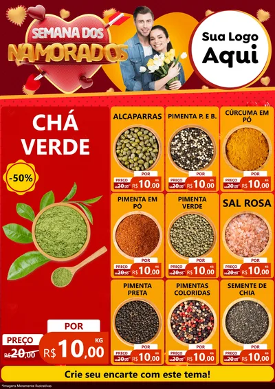 Modelo de Encarte para Encarte A4 Vertical com o tema Semana dos Namorados para Produtos Naturais
