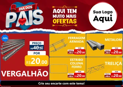 Modelo de Encarte para Encarte A4 Horizontal com o tema Dia dos Pais para Ferragens