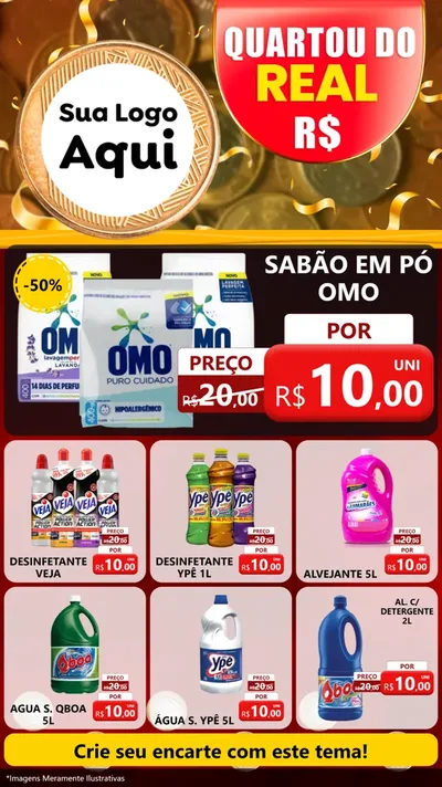Modelo de Rede Social para Stories com o tema Quartou do Real para Produtos de Limpeza