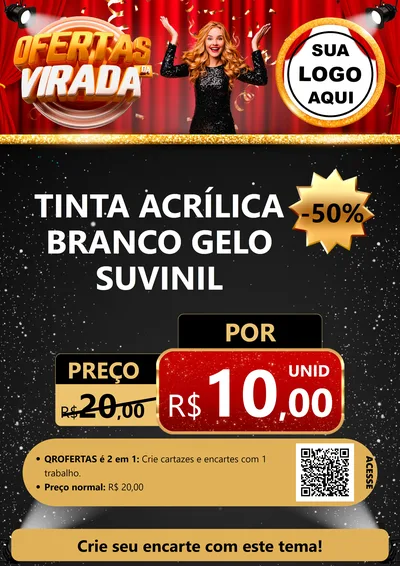 Modelo de Cartaz para Cartaz A4 Vertical com o tema Ofertas da Virada para Tintas e Ferramentas