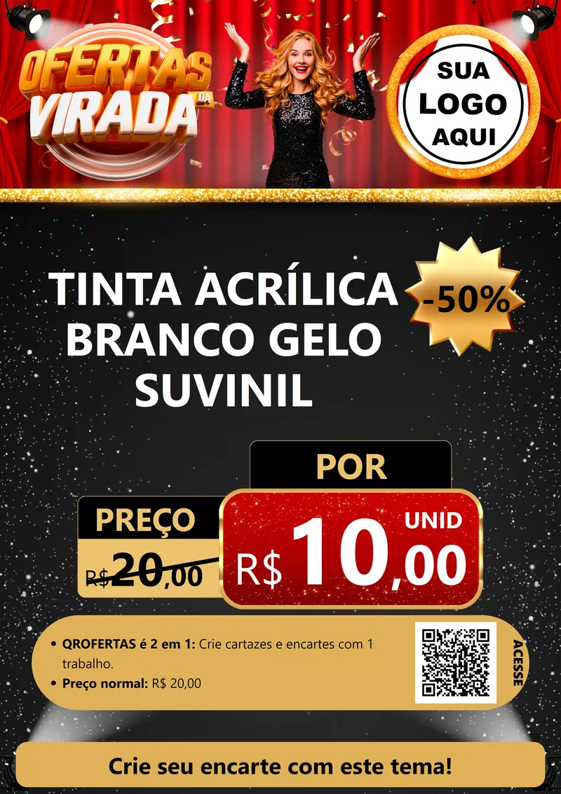 Modelo de Cartaz para Cartaz A4 Vertical com o tema Ofertas da Virada para Tintas e Ferramentas