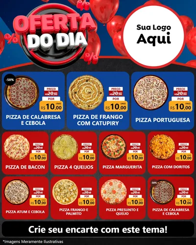 Modelo de Rede Social para Feed Instagram com o tema Oferta do Dia para Pizzaria