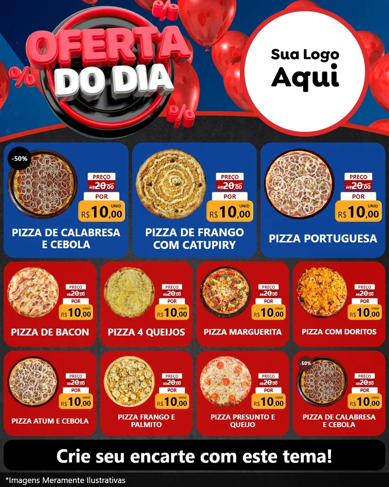 Modelo de Rede Social para Feed Instagram com o tema Oferta do Dia para Pizzaria