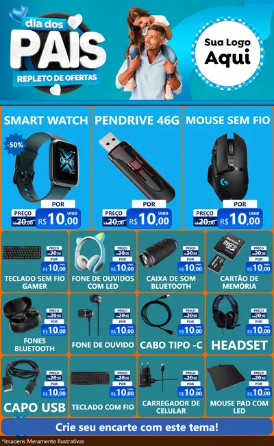 Modelo de Encarte para Encarte Grande com o tema Dia Dos Pais Repleto de Ofertas para Informática