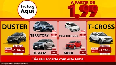 Modelo de TV para TV Horizontal com o tema A Partir de Um e Noventa e Nove - 1,99 para Concessionaria de Carros