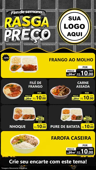 Modelo de TV para TV Vertical com o tema Fim de Semana Rasga Preço para Restaurante