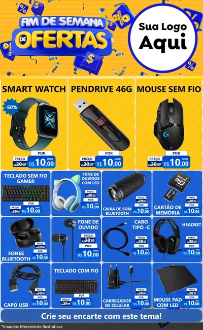 Modelo de Encarte para Encarte Grande com o tema Fim de Semana de Ofertas para Informática