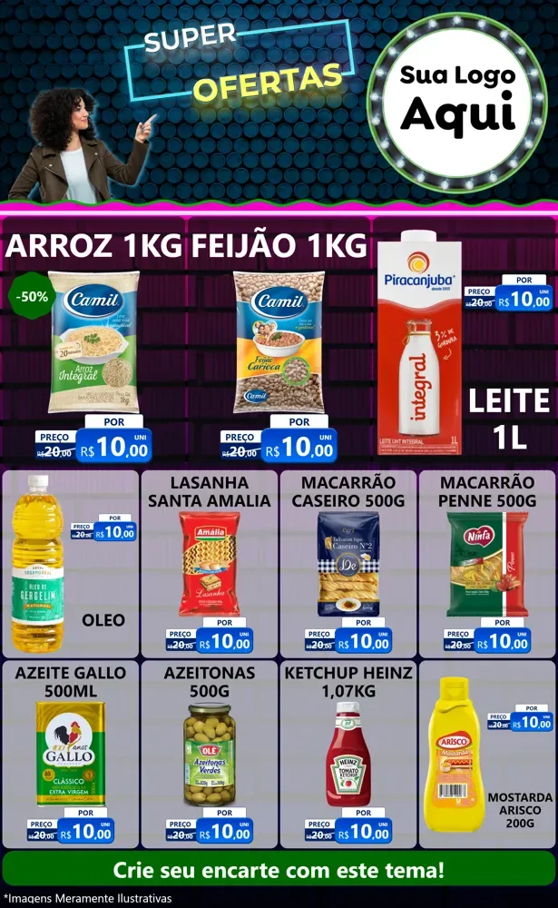 Modelo de Encarte para Encarte Grande com o tema Super Ofertas para Supermercado