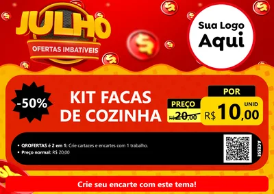 Modelo de Cartaz para Cartaz A4 Horizontal com o tema Julho Ofertas Imbatíveis para Utilidades Domésticas