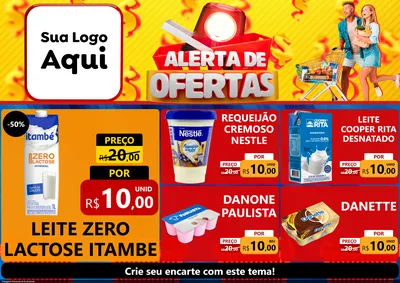 Modelo de Encarte para Encarte A4 Horizontal com o tema Alerta de Ofertas para Frios e Laticínios