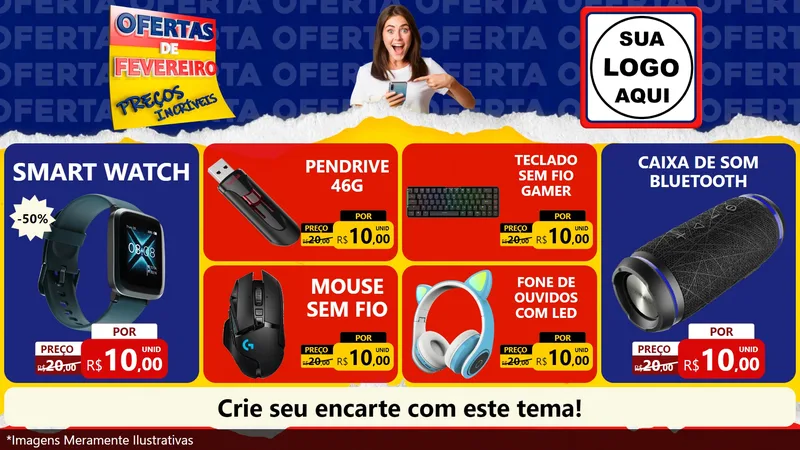 Modelo de TV para TV Horizontal com o tema Ofertas de Fevereiro - Preços Incríveis para Informática
