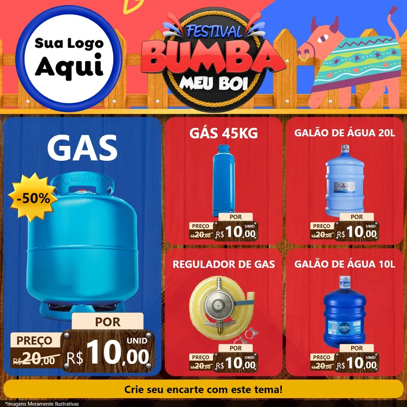 Modelo de Rede Social para Feed Facebook com o tema Festival Bumba Meu Boi para Água e gás