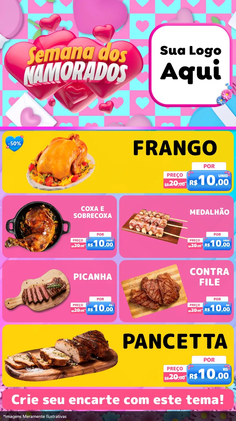 Modelo de TV para TV Vertical com o tema Semana dos Namorados para Assados