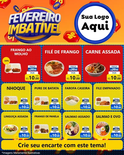 Modelo de Rede Social para Feed Instagram com o tema Fevereiro Imbatível para Restaurante