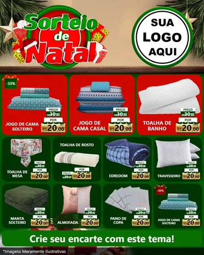 Modelo de Rede Social para Feed Instagram com o tema Sorteio de Natal para Cama, Mesa e Banho