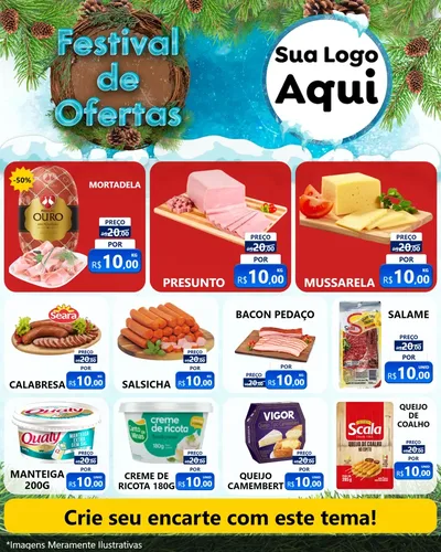 Modelo de Rede Social para Feed Instagram com o tema Festival de Ofertas - Inverno para Frios e Laticínios