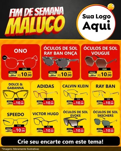 Modelo de Rede Social para Feed Instagram com o tema Final de Semana Maluco para Óticas