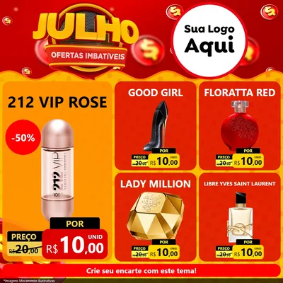 Modelo de Rede Social para Feed Facebook com o tema Julho Ofertas Imbatíveis para Perfumes