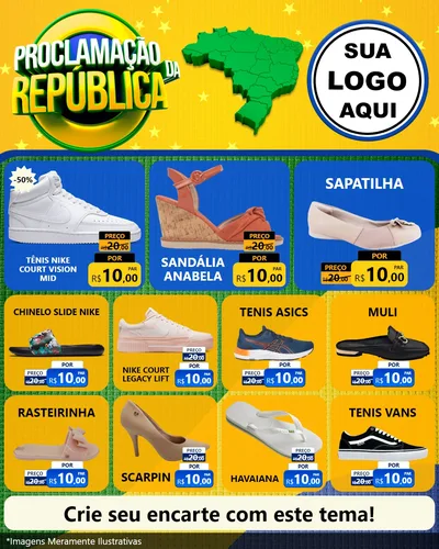 Modelo de Rede Social para Feed Instagram com o tema Proclamação da República para Calçados