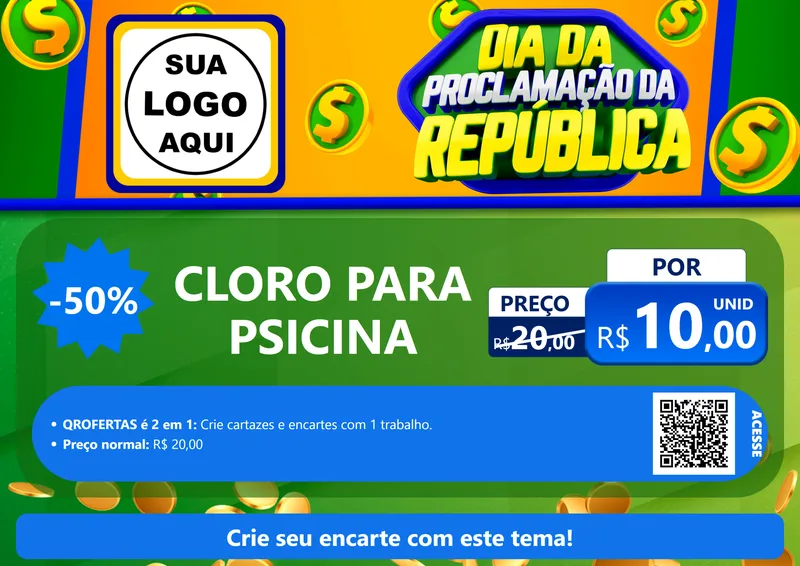 Modelo de Cartaz para Cartaz A4 Horizontal com o tema Dia Da Proclamação da República para Produtos para Piscina