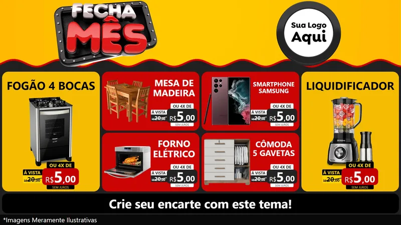 Modelo de TV para TV Horizontal com o tema Fecha Mês para Móveis e Eletro