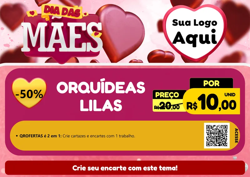 Modelo de Cartaz para Cartaz A4 Horizontal com o tema Dia Das Mães para Floricultura e jardim
