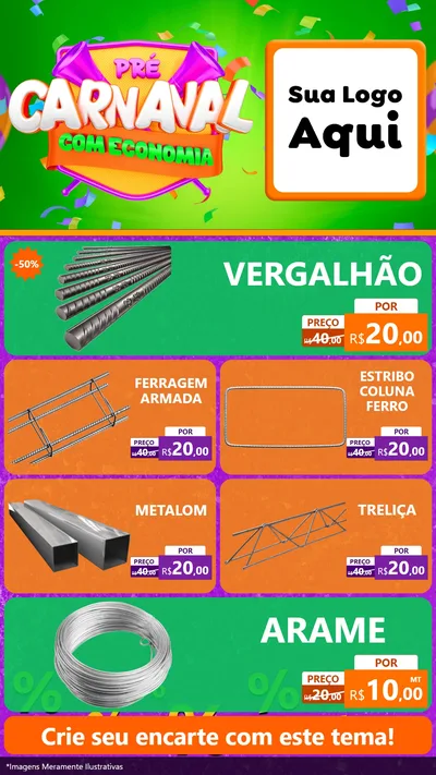 Modelo de TV para TV Vertical com o tema Pré-Carnaval Com Economia para Ferragens