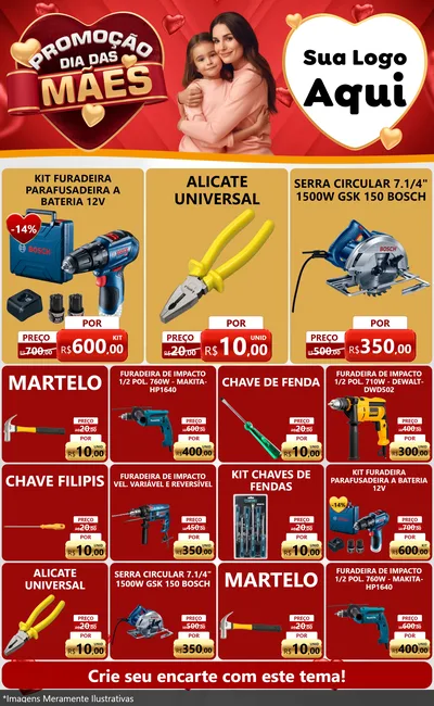 Modelo de Encarte para Encarte Grande com o tema Promoção Dia das Mães para Maquinas e Ferramentas