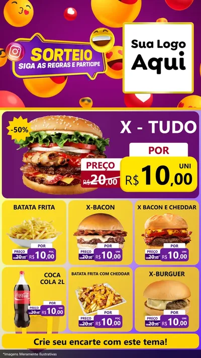Modelo de Rede Social para Stories com o tema Sorteio para Hamburgueria
