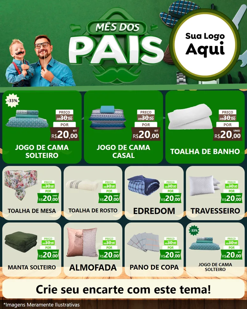 Modelo de Rede Social para Feed Instagram com o tema Mês dos Pais para Cama, Mesa e Banho